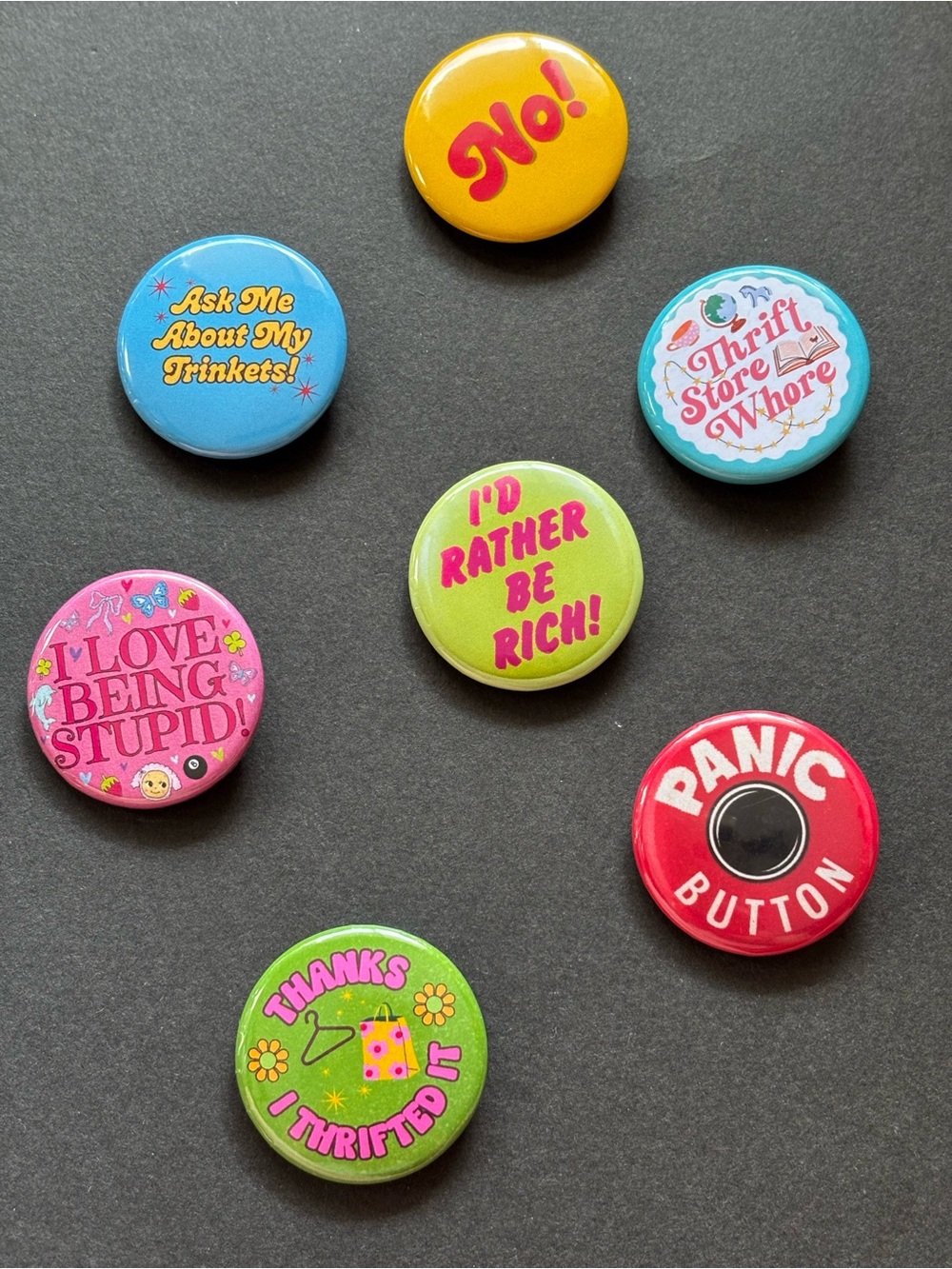 Thanks I Thrifted It Pin Button Green Pink Thrift Fashion Pin - Picture 5 of 8